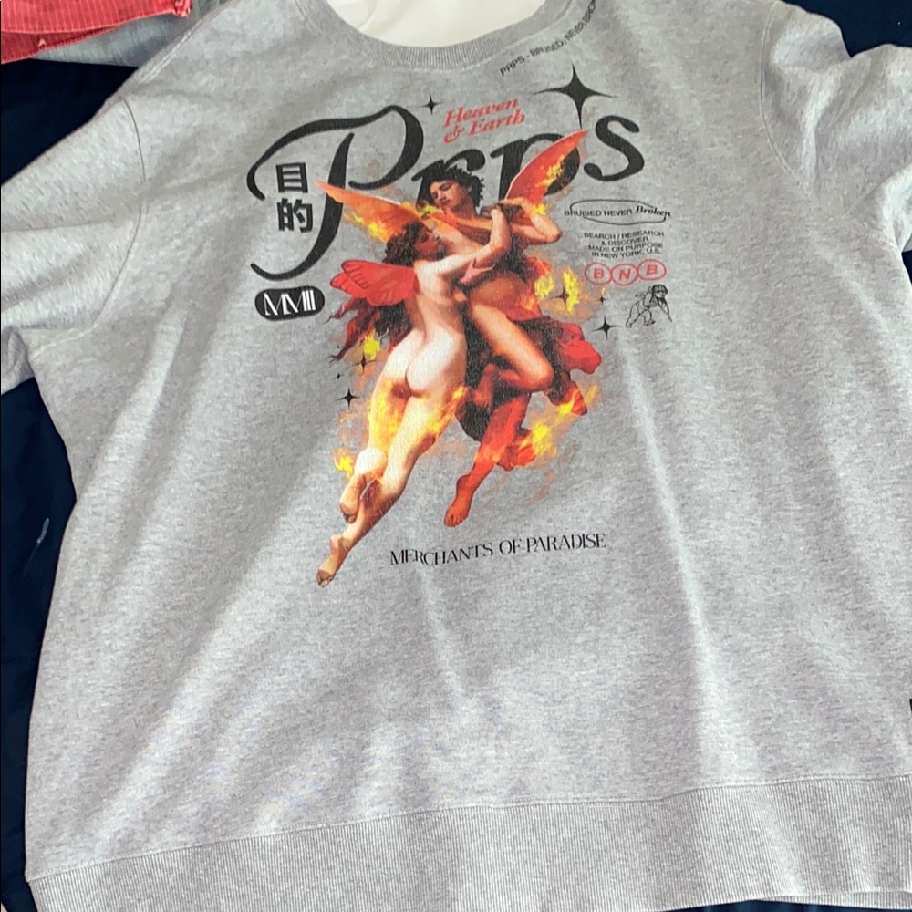 PRPS Gray Graphic Crewneck Sweater